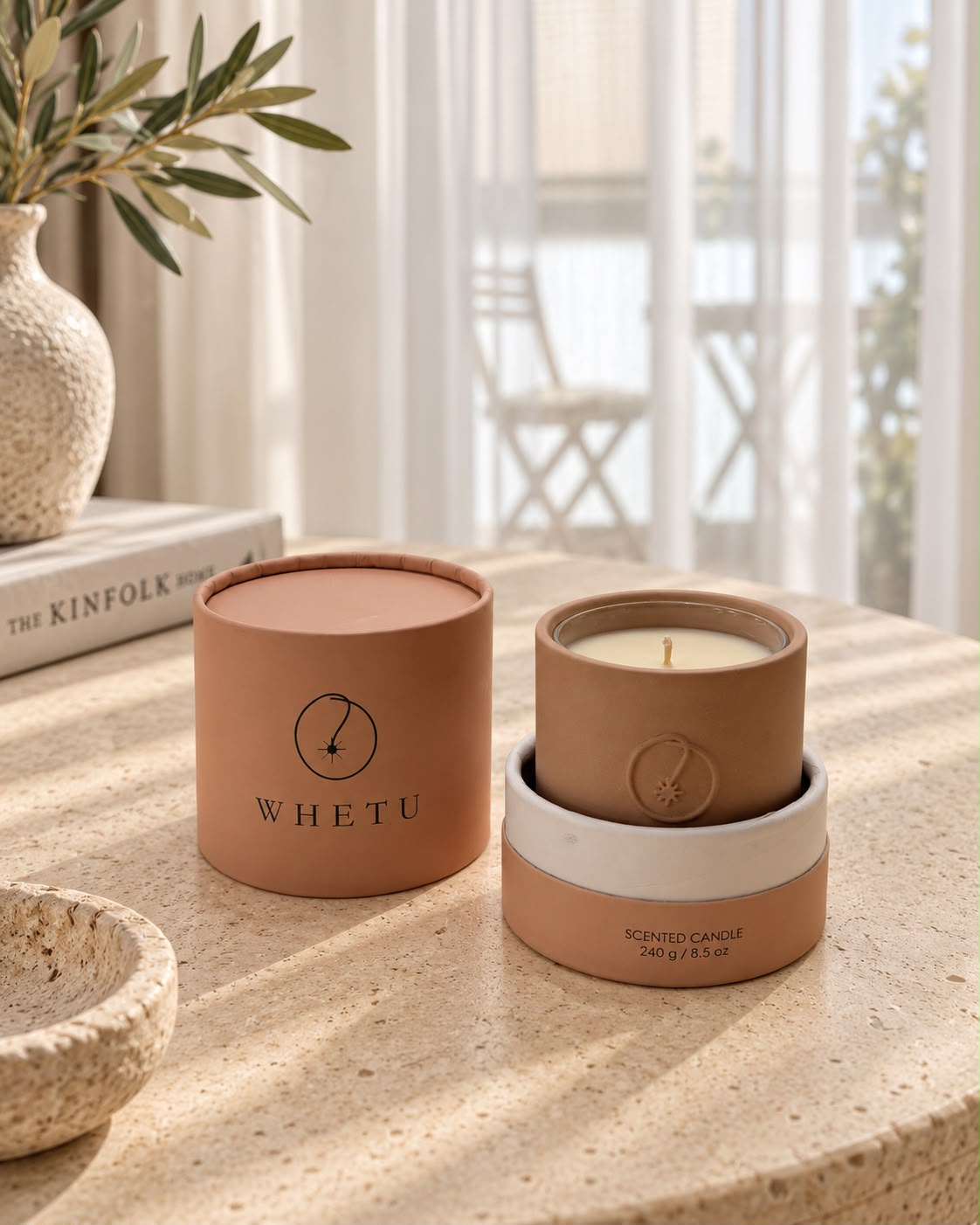 Whetu Blush kraft ambalajı, kapağı açılmış halde