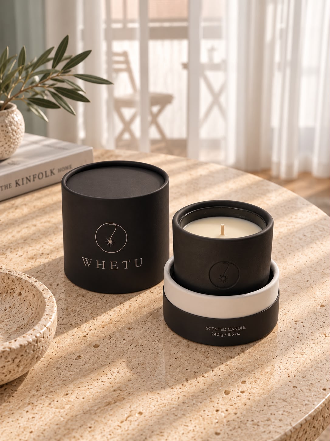 Whetu Noir kraft ambalajı, kapağı açılmış halde